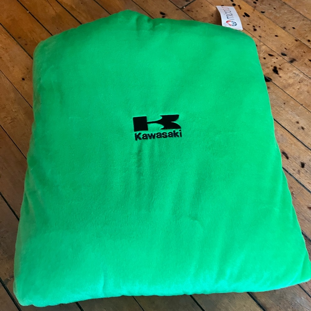 Kawasaki lime green microfur blanket in pillow
